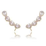 Brinco Ear Cuff Callie Gotas Zircônias Cristal Folheado a Ouro 18k