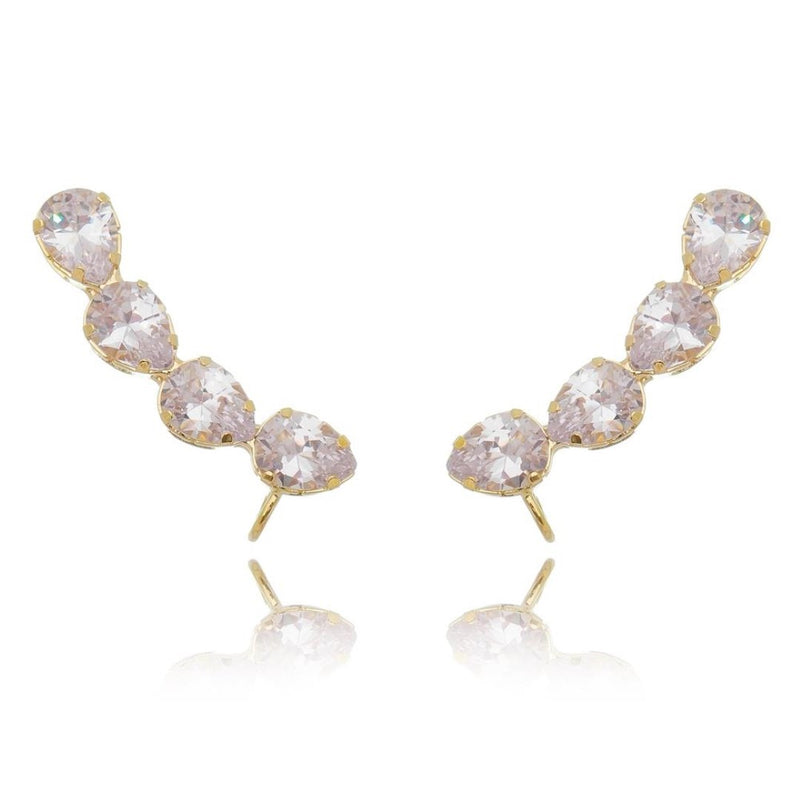 Brinco Ear Cuff Callie Gotas Zircônias Cristal Folheado a Ouro 18k