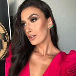 Brinco Ear Cuff Callie Gotas Zirconia Turmalina Folheado a Ouro 18k