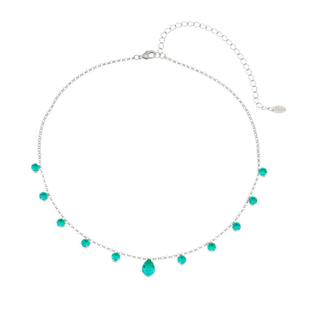 Choker Piuka Muriel Zircônias Turmalina Folheada em Ródio Branco
