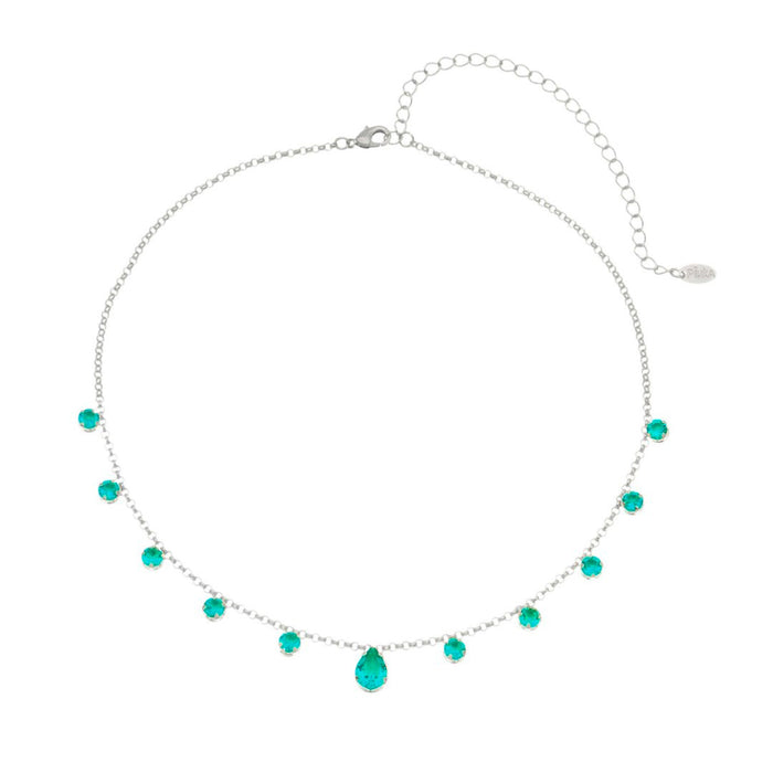 Choker Piuka Muriel Zircônias Turmalina Folheada em Ródio Branco