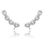 Brinco Ear Cuff Callie Gotas Zircônia Folheado em Ródio Branco