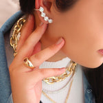 Brinco Ear Cuff Callie Gotas Zircônia Folheado em Ródio Branco