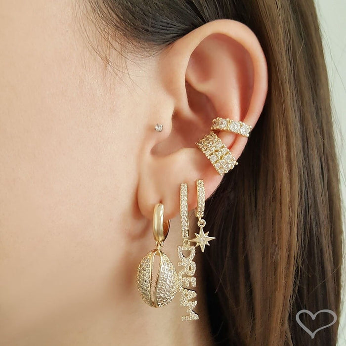 Piercing de Pressão Nana Zircônias Cristal Folheado a Ouro 18k