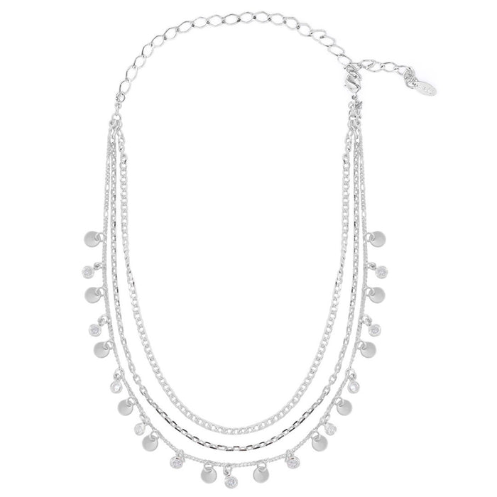 Choker Piuka 3 Voltas Maju Folheado em Ródio Branco