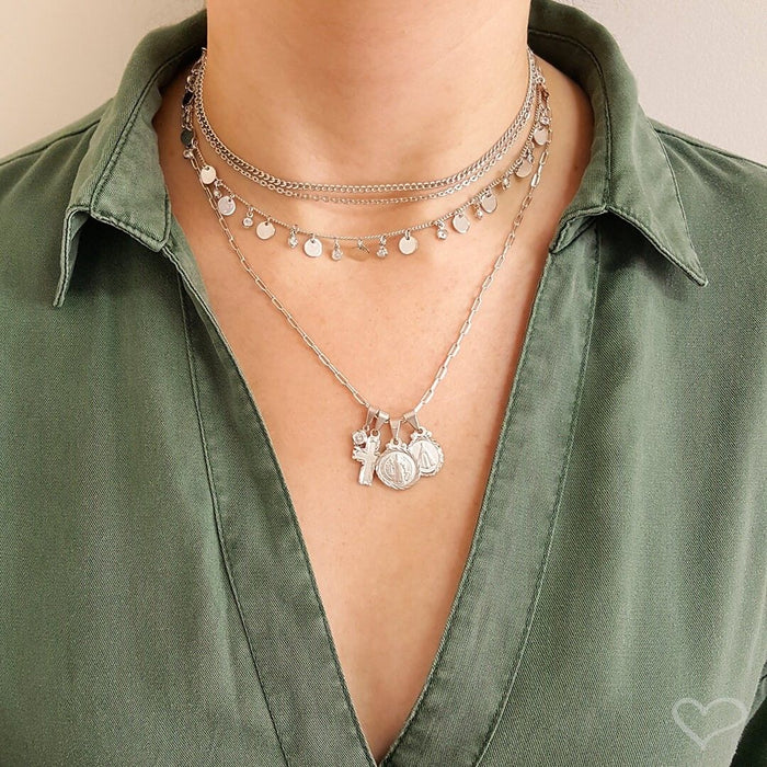 Choker Piuka 3 Voltas Maju Folheado em Ródio Branco