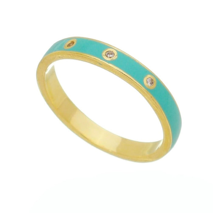 Anel Piuka Jess Turquesa Folheado a Ouro 18k