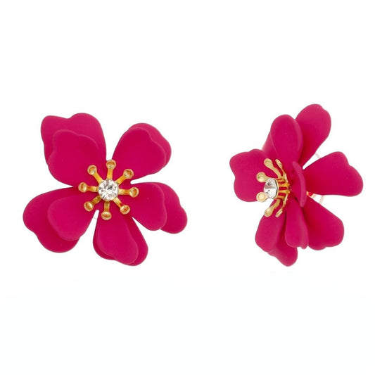 Brinco Piuka Flor Gardênia Pink