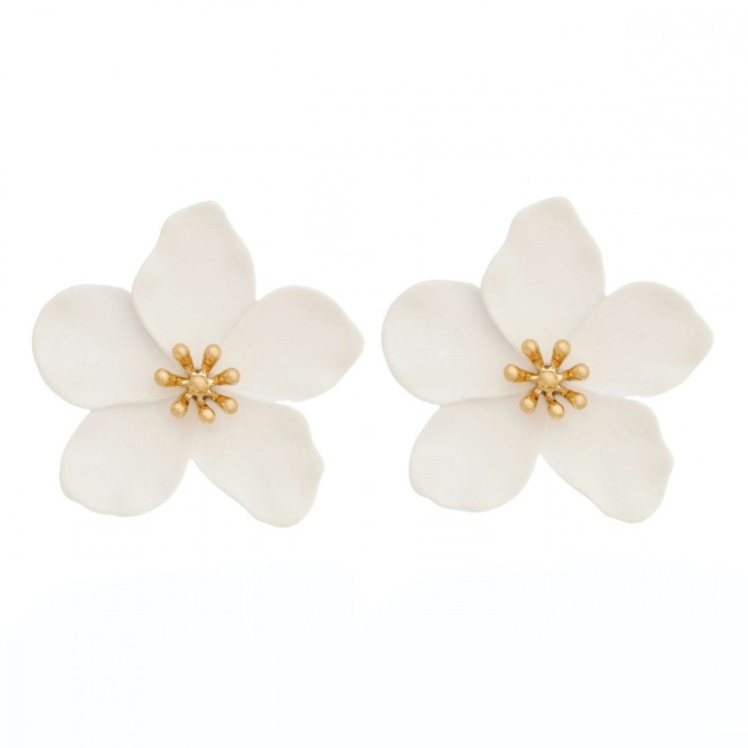 Brinco de Flor Jasmim Branco