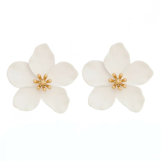 Brinco de Flor Jasmim Branco