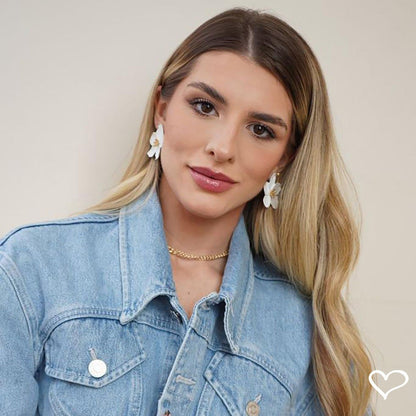 Brinco de Flor Jasmim Branco