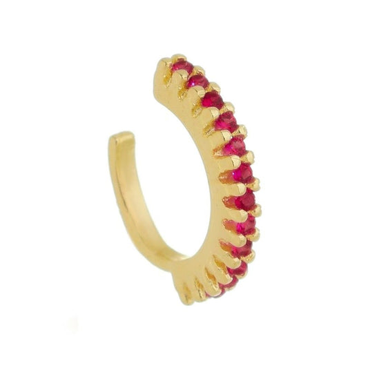 Piercing de Pressão Piuka Ivy Argola Zircônia Pink Folheado a Ouro 18k