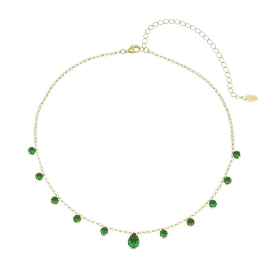 Choker Zircônias Esmeralda Folheada a Ouro 18k Muriel