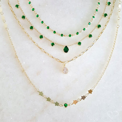 Choker Zircônias Esmeralda Folheada a Ouro 18k Muriel