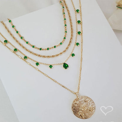 Choker Zircônias Esmeralda Folheada a Ouro 18k Muriel