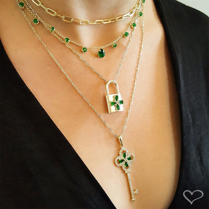 Choker Zircônias Esmeralda Folheada a Ouro 18k Muriel