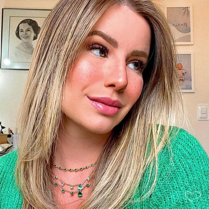 Choker Zircônias Esmeralda Folheada a Ouro 18k Muriel