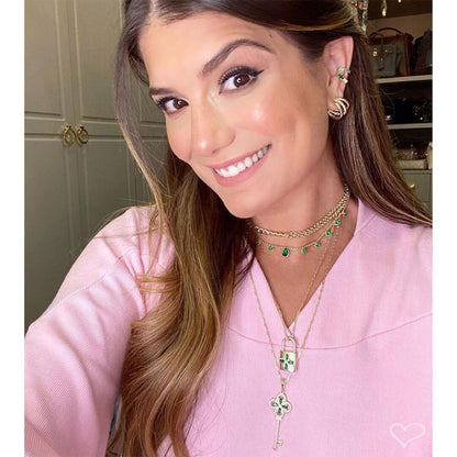 Choker Zircônias Esmeralda Folheada a Ouro 18k Muriel
