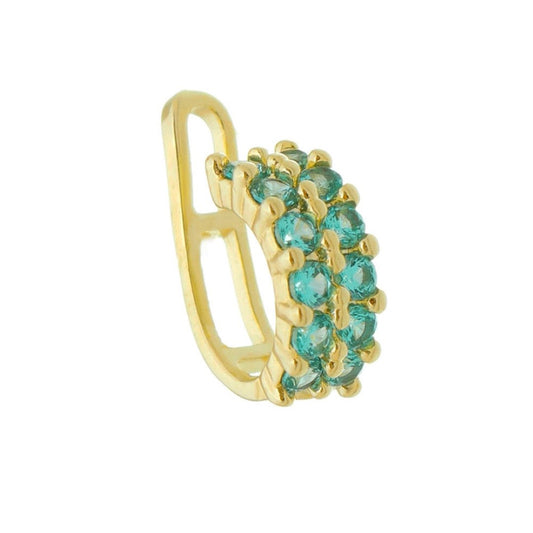 Piercing de Pressão Mimi Duas Fileiras Zircônia Turmalina Folheado a Ouro 18k