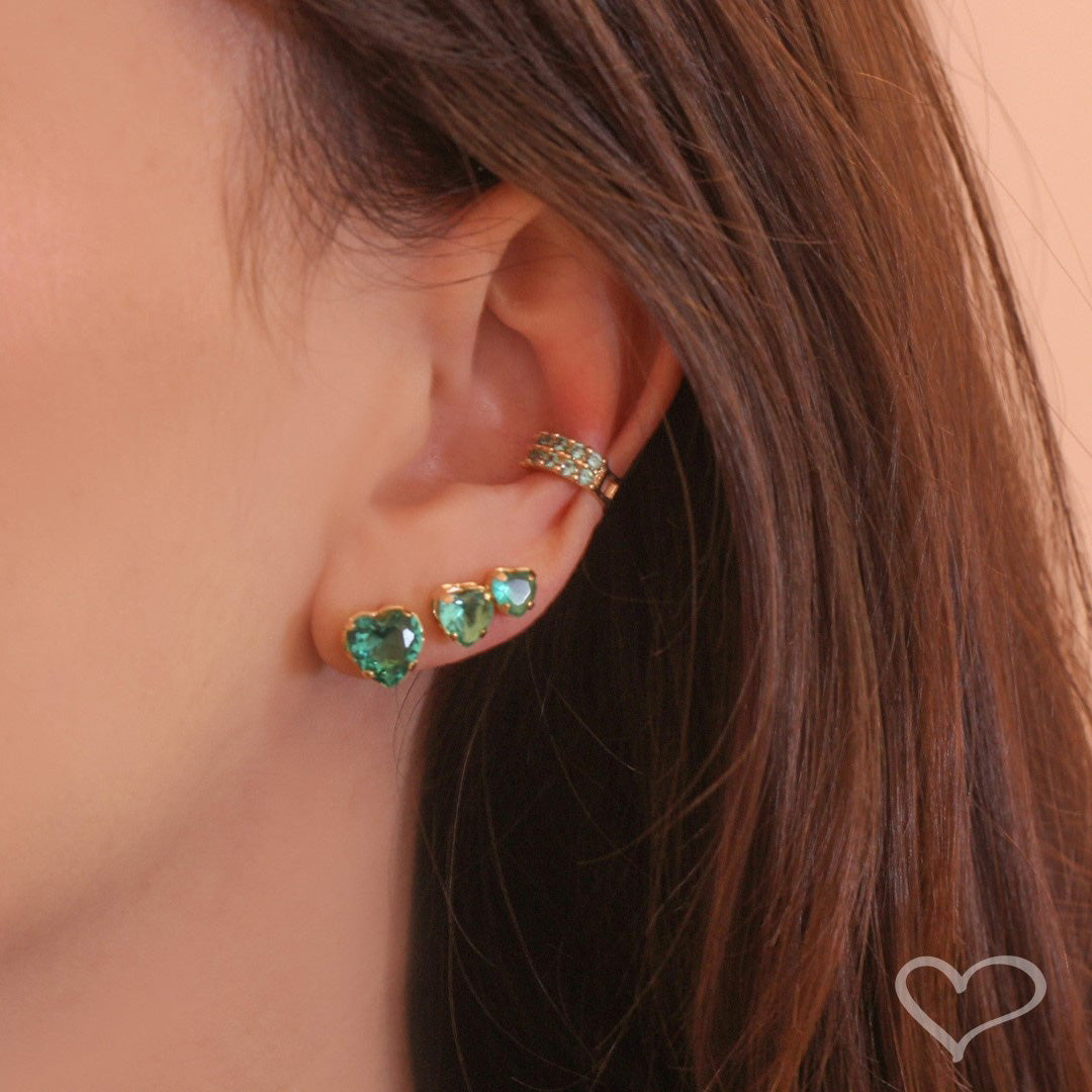 Piercing de Pressão Mimi Duas Fileiras Zircônia Turmalina Folheado a Ouro 18k