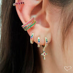 Piercing de Pressão Piuka Ivy Zirconias Coloridas Folheado a Ouro 18k