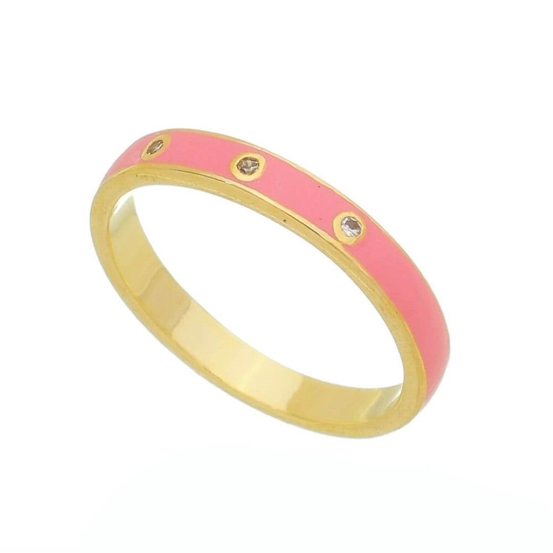 Anel Piuka Jess Rosa Zircônia Folheado a Ouro 18k