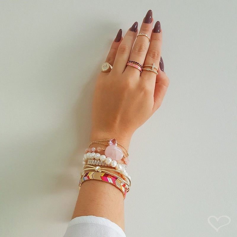 Anel Piuka Jess Rosa Zircônia Folheado a Ouro 18k