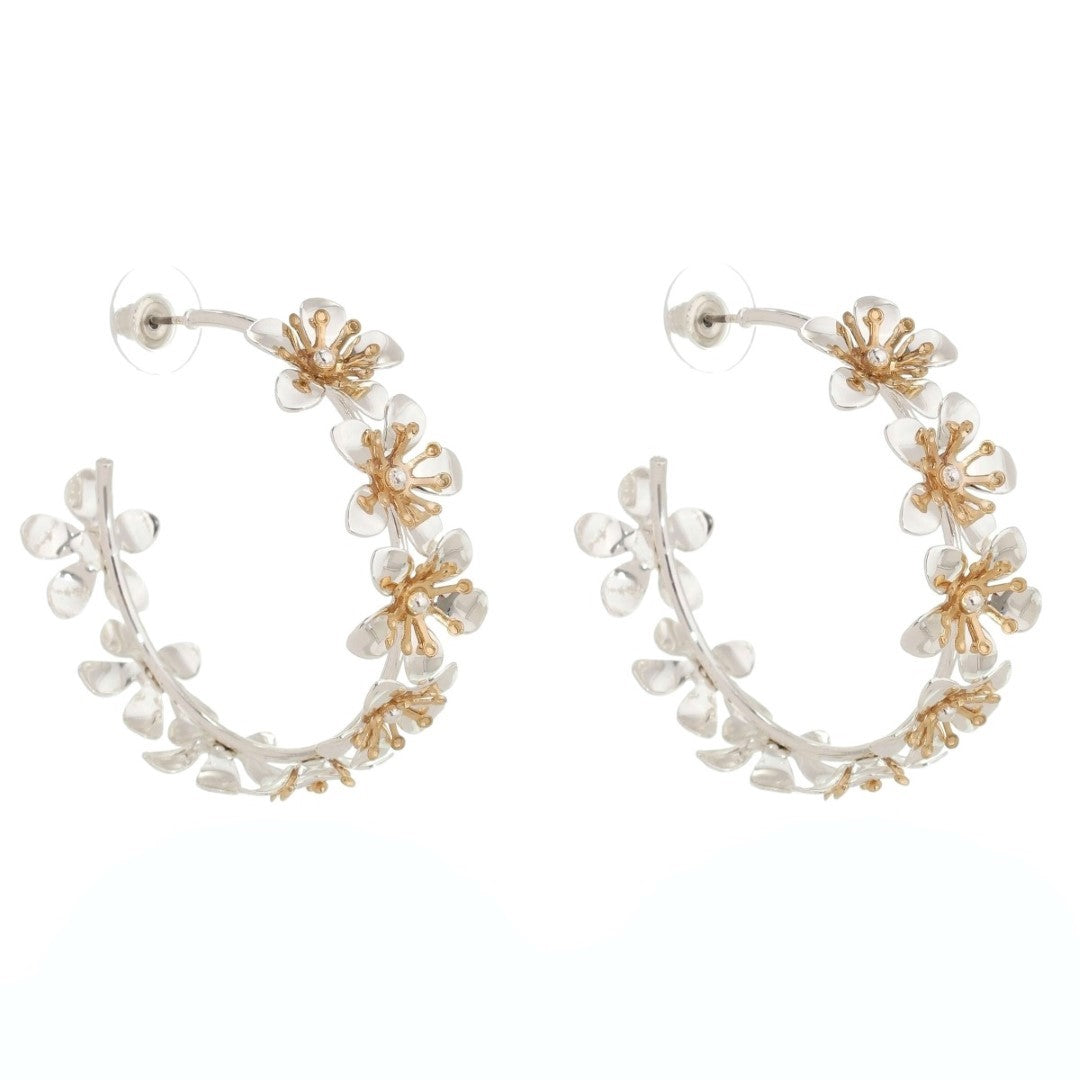 Brinco de Argola Flor Íris Prata