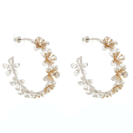 Brinco de Argola Flor Íris Prata