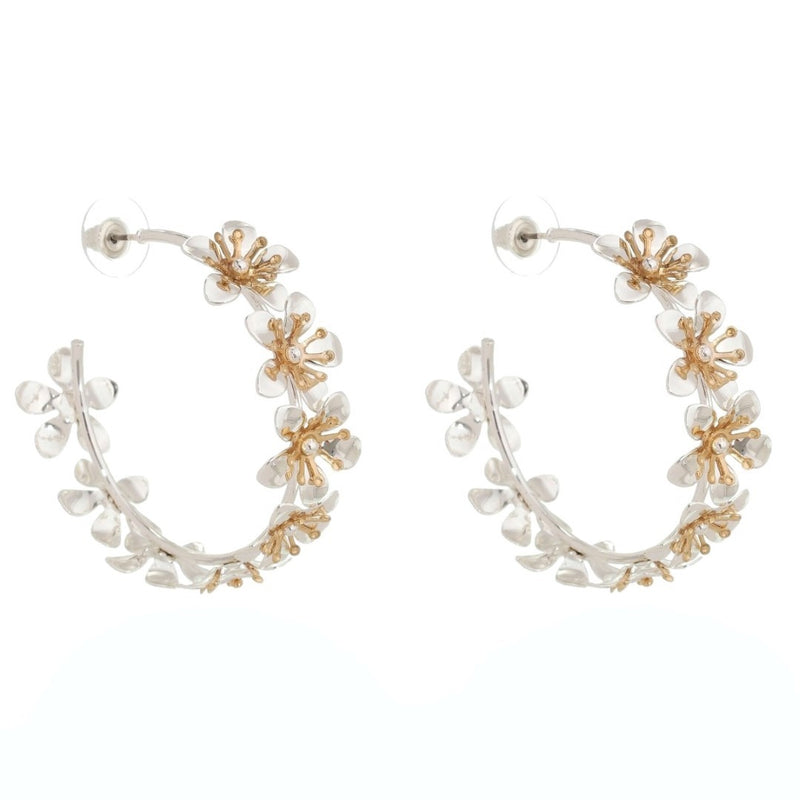 Brinco de Argola Flor Íris Prata