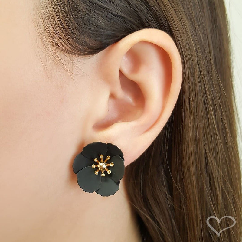 Brinco de Flor Petúnia Preto