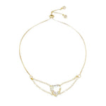 Pulseira Folheada a Ouro 18k Ajustável Coração Zircônias Cristal Breila