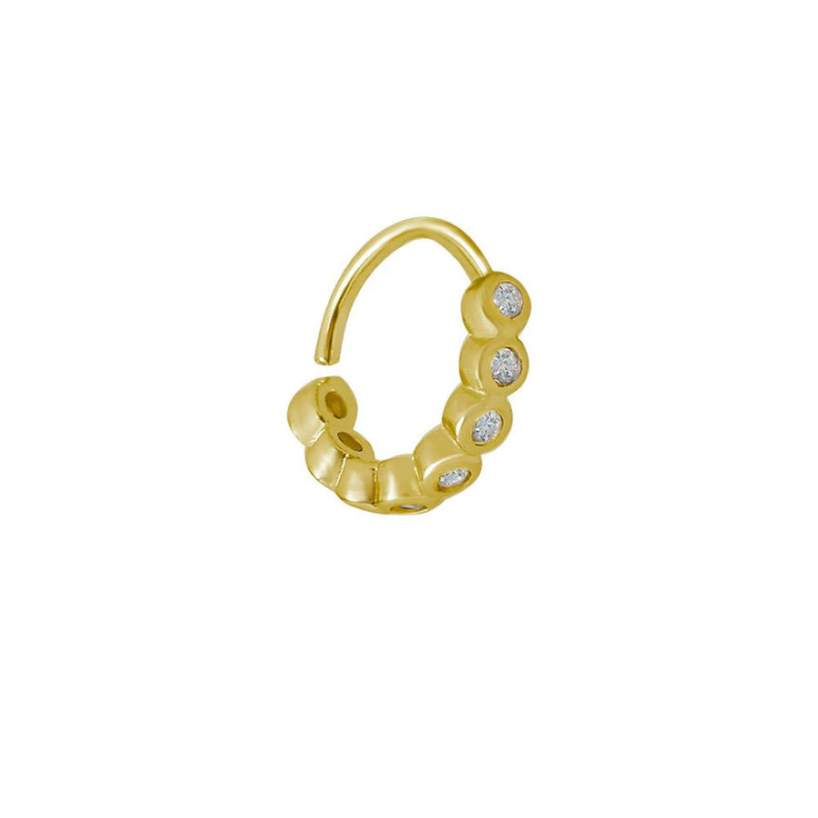 Piercing de Furo Piuka Argola Torção 8mm Manu Pontos de Luz Zircônias Dourado