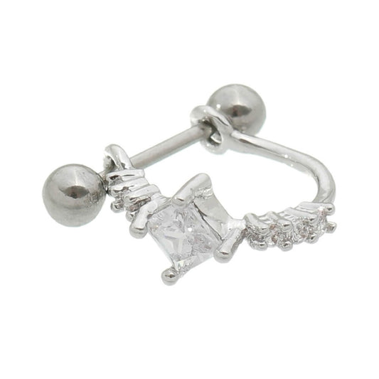 Piercing de Furo Piuka Argola 8mm com Haste Mabelli Zircônias Prata