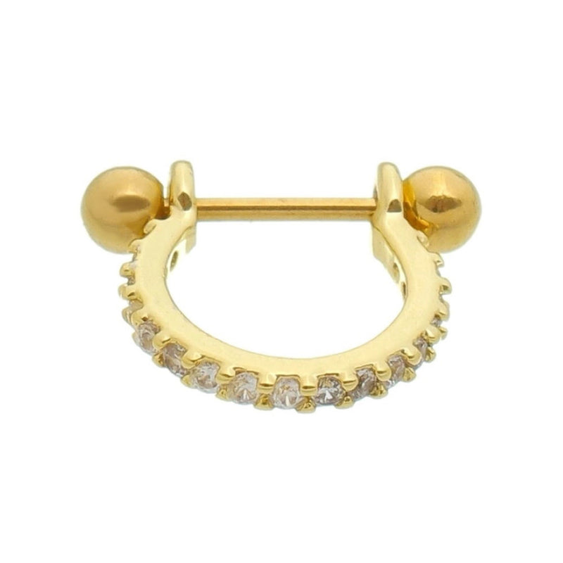 Piercing de Furo Piuka Argola P Reilly Zircônia Dourado
