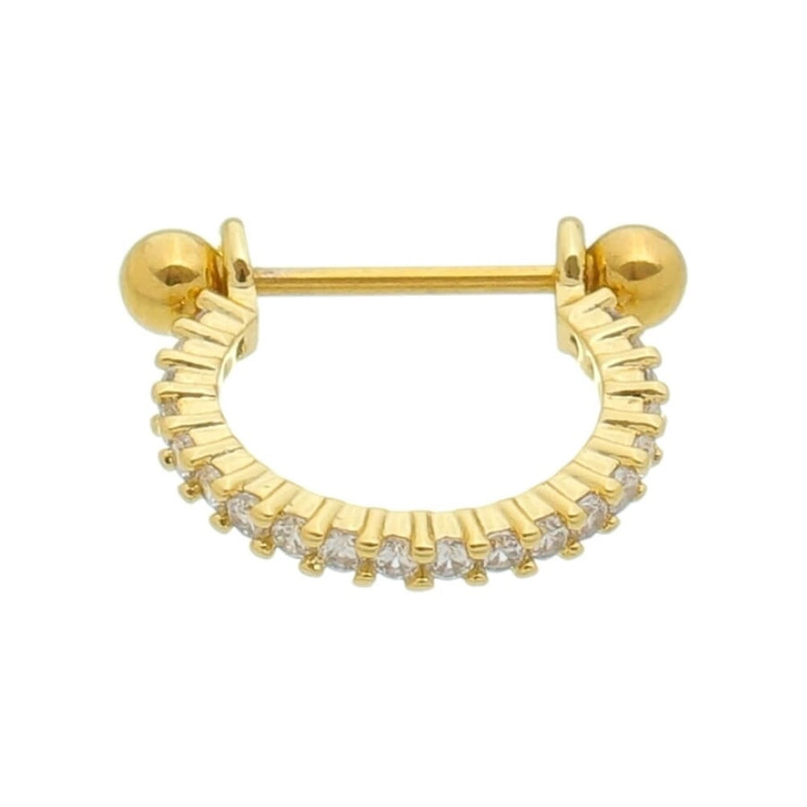 Piercing de Furo Piuka Argola P Reilly 10mm Zircônia Dourado