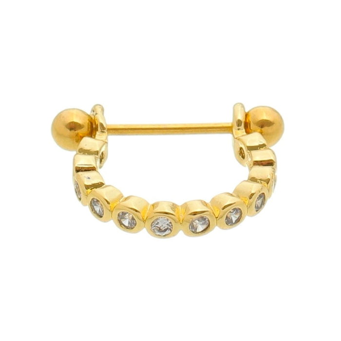 Piercing de Furo Piuka Argola 10mm com Haste Stella Zircônias Dourado