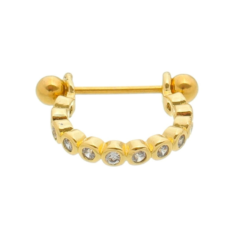 Piercing de Furo Piuka Argola 10mm com Haste Stella Zircônias Dourado