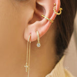 Piercing de Furo Piuka Argola 10mm com Haste Stella Zircônias Dourado