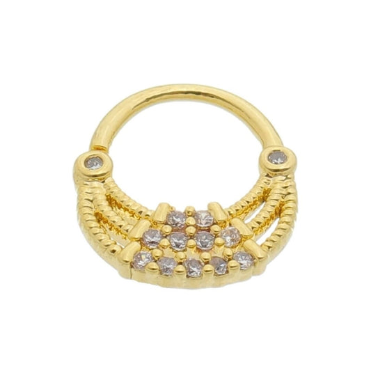 Piercing de Furo Piuka Argola Torção 6mm Bonnie Zircônias Dourado