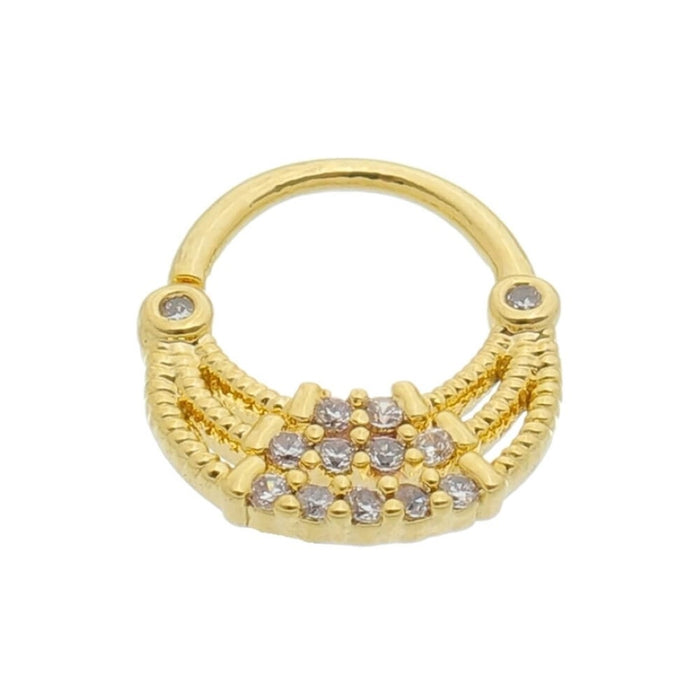 Piercing de Furo Piuka Argola Torção 6mm Bonnie Zircônias Dourado