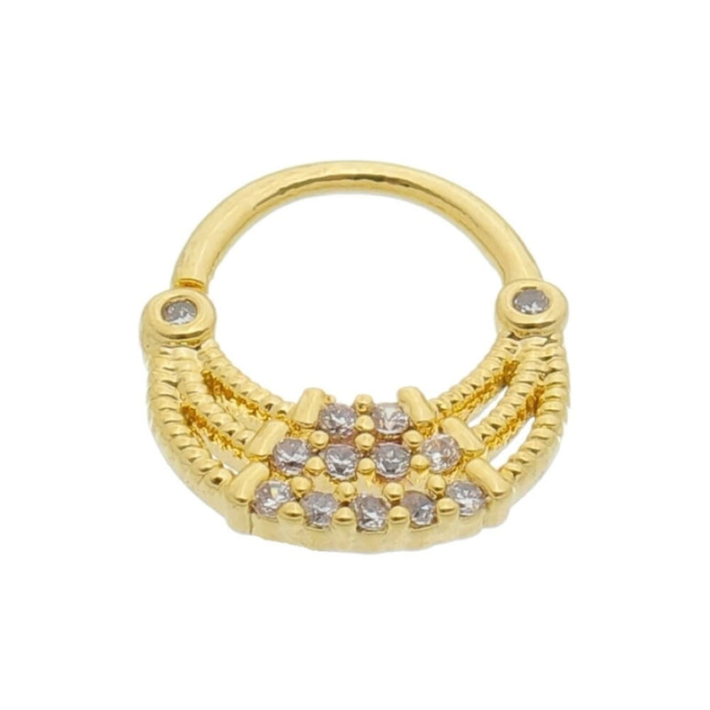 Piercing de Furo Piuka Argola Torção 6mm Bonnie Zircônias Dourado