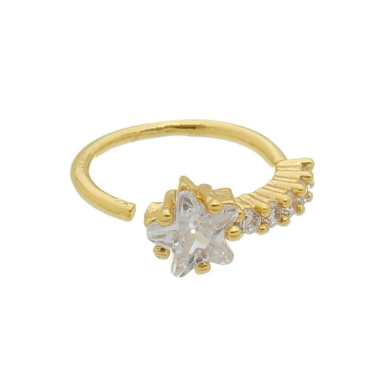 Piercing de Furo Piuka Argola Torção 8mm Bellatrix Zircônias Dourado