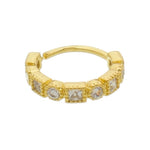 Piercing de Furo Piuka Argola Torção 8mm Daisy Zircônias Dourado