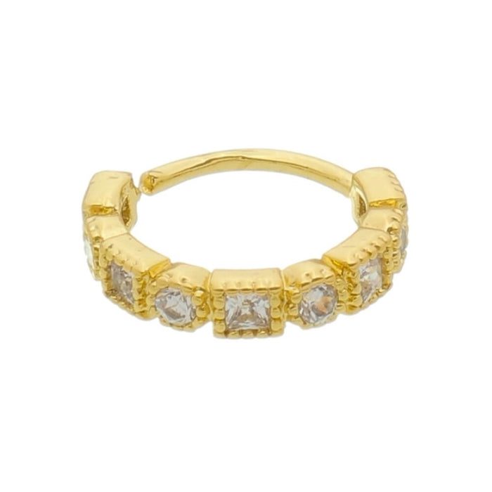 Piercing de Furo Piuka Argola Torção 8mm Daisy Zircônias Dourado