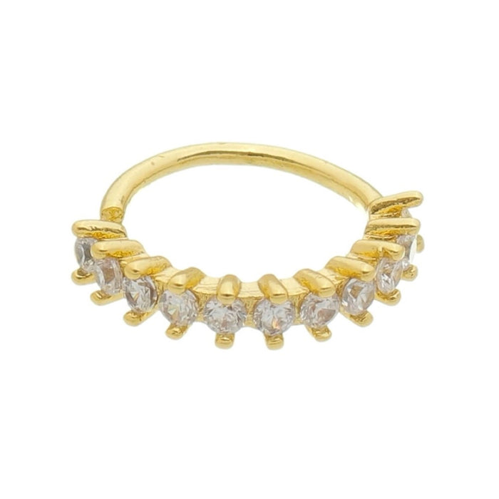 Piercing de Furo Piuka Jenna Argola Torção 8mm Zircônias Dourado