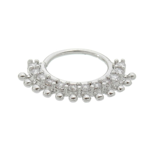 Piercing de Furo Piuka Argola Torção 8mm Freya Zircônias Prata