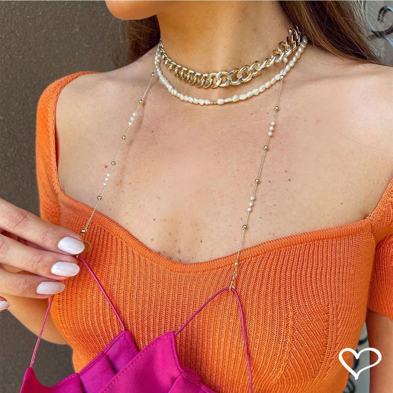 Choker Piuka Cami Elos Grumet Folheada a Ouro 18k