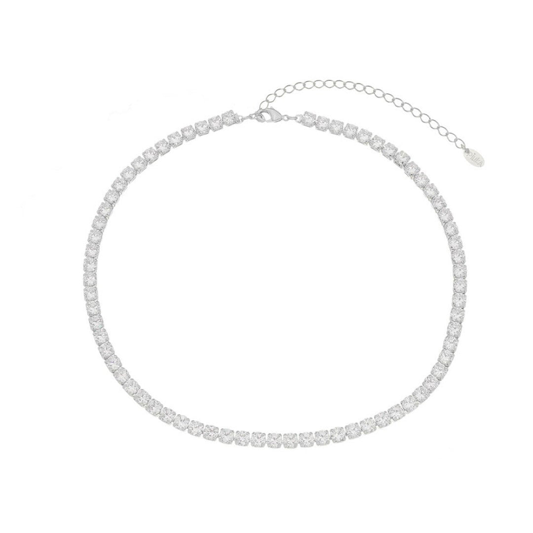 Choker Piuka Riviera Chiara Zircônias Média Cristal Folheada em Ródio Branco