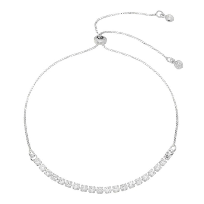 Pulseira Ajustável Folheada em Ródio Branco Riviera Chiara Zircônia Mini Cristal